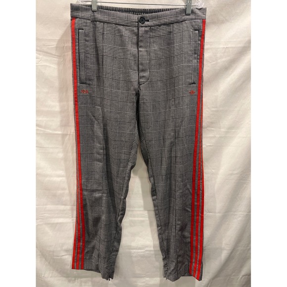 adidas Other - Adidas Originals x 424 Men Wool Track Pants Glen Plaid Black White Red FU4177 XL
